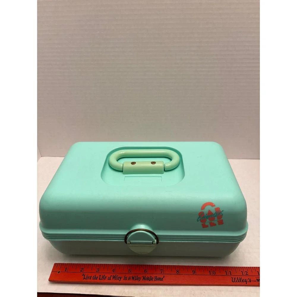 Vintage Caboodles Makeup Organizer Mint Green Model 2602 Plano Molding Co USA